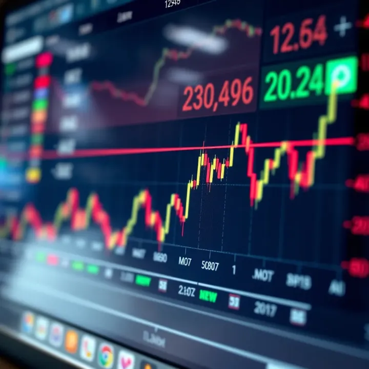 Graph showing intraday stock price movements with trading indicators