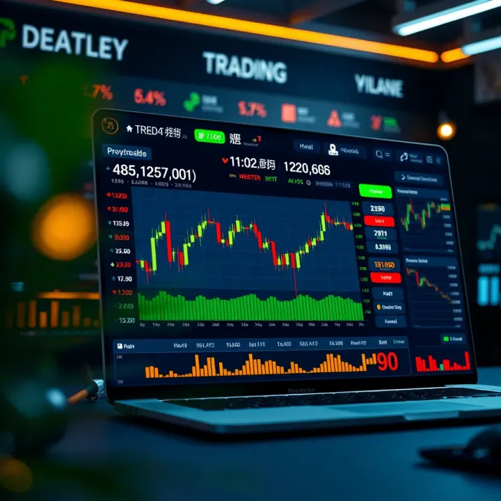 Dashboard displaying virtual stock trading performance with charts and portfolio details