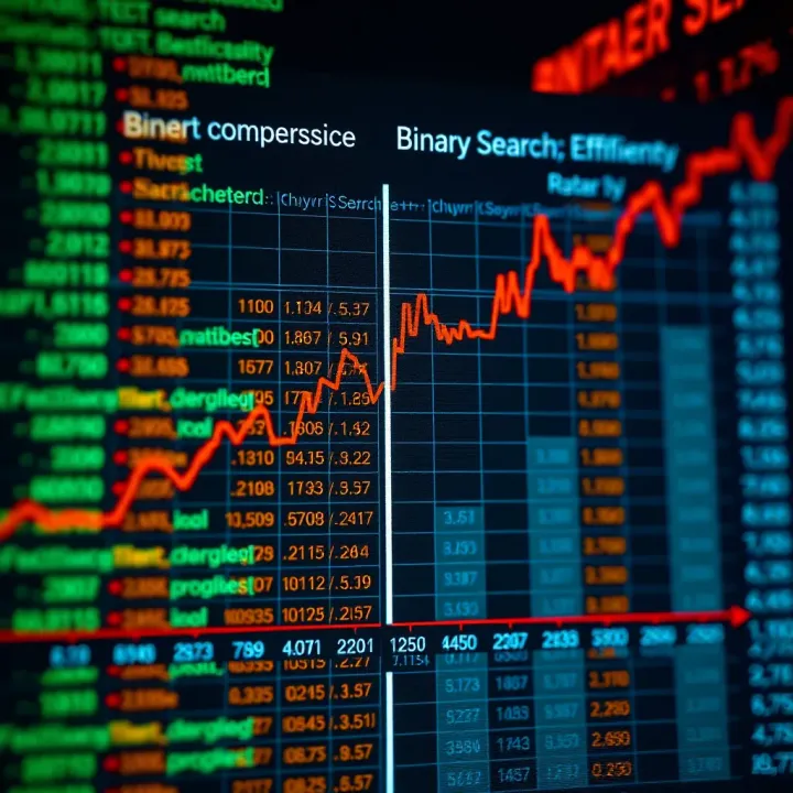 Comparison chart showing differences in efficiency and performance between binary search and linear search methods