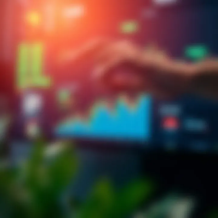 Illustration of a person evaluating financial charts and investment options on a digital platform