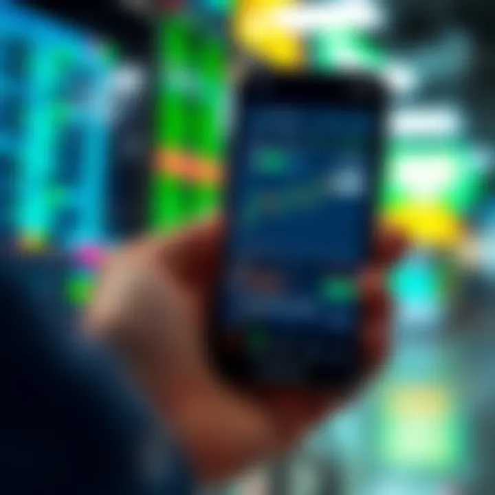 Mobile phone displaying an options trading app interface with charts and data analytics