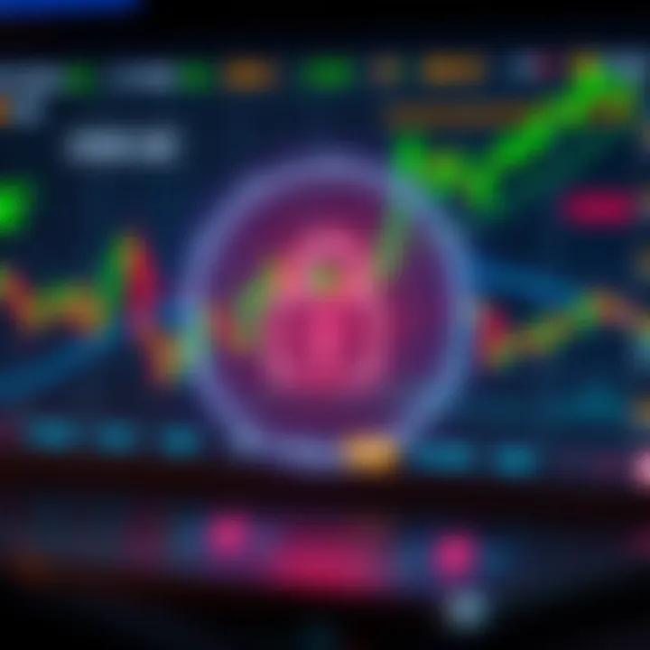Conceptual illustration of secure online forex trading with digital padlock and currency symbols