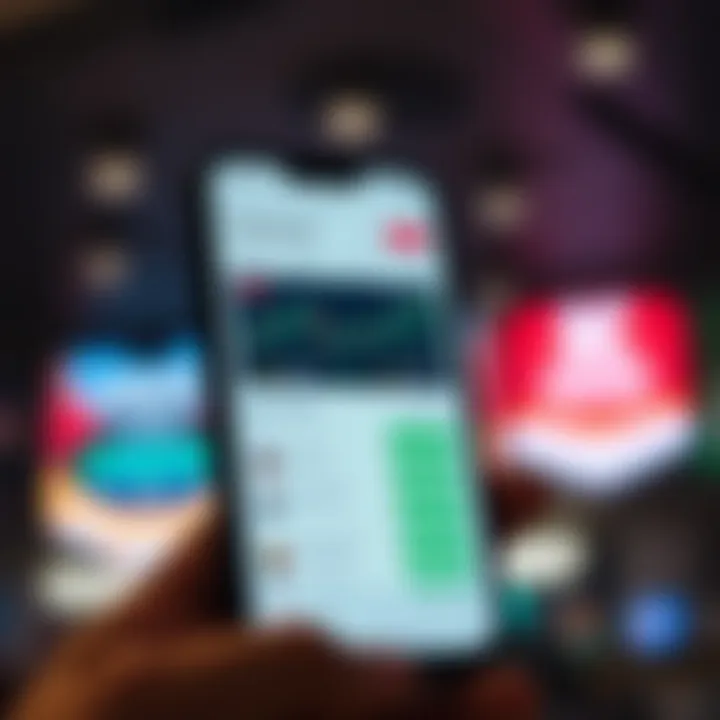 Mobile phone screen displaying a user-friendly trading app interface with charts and asset options