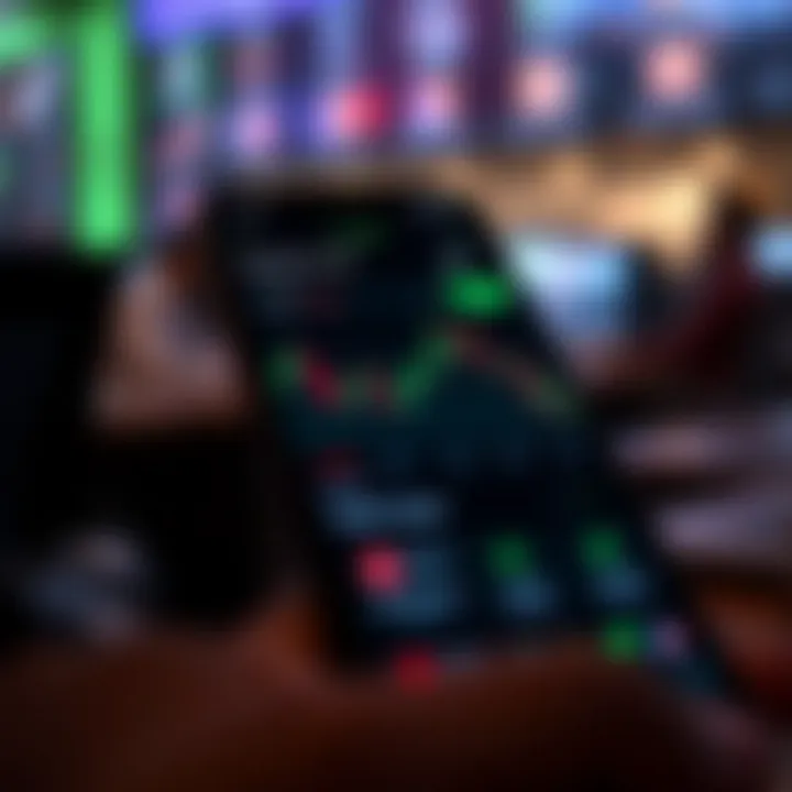 User interface of a trading app showing market trends and investment options