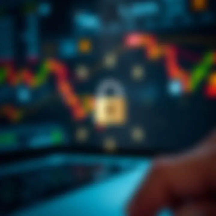 Illustration showing secure online transactions with lock icons and currency symbols