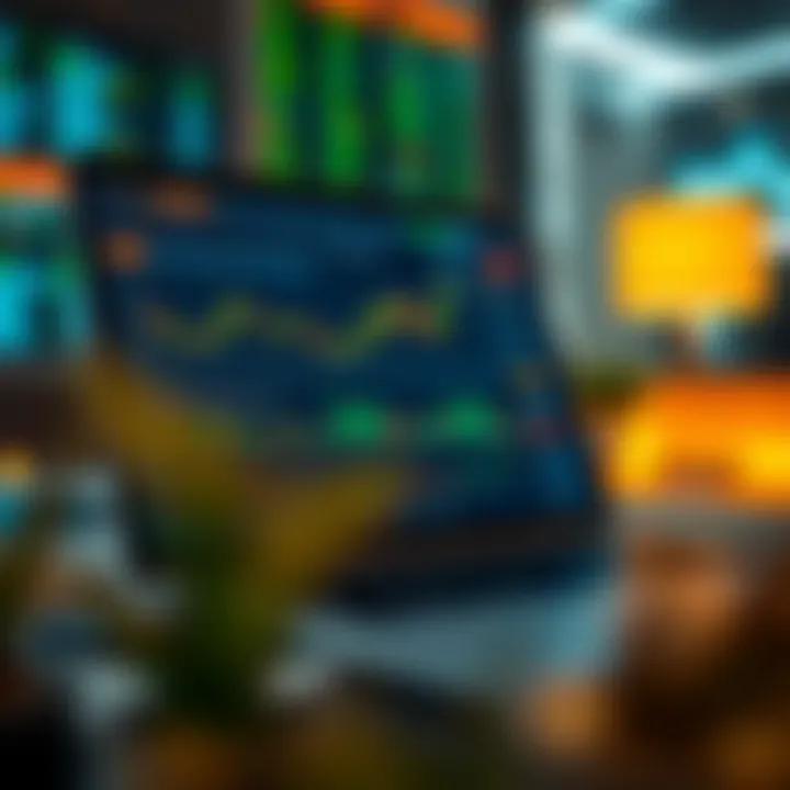 Laptop screen displaying an online options trading course with charts and educational content