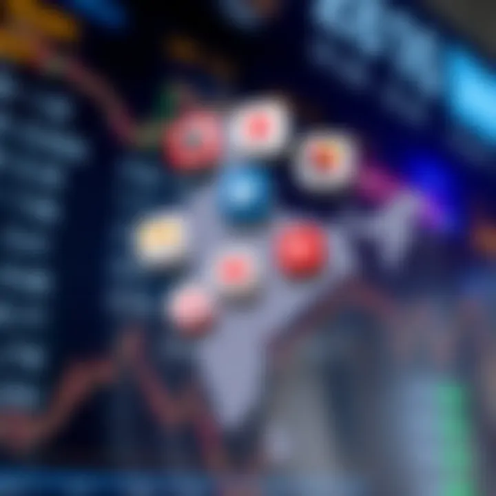 Illustration of various trading app icons floating above a map of India