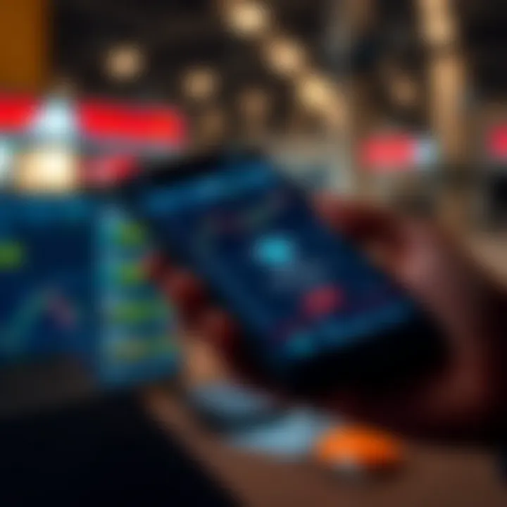 Smartphone displaying a secure trading app interface with charts and security icons