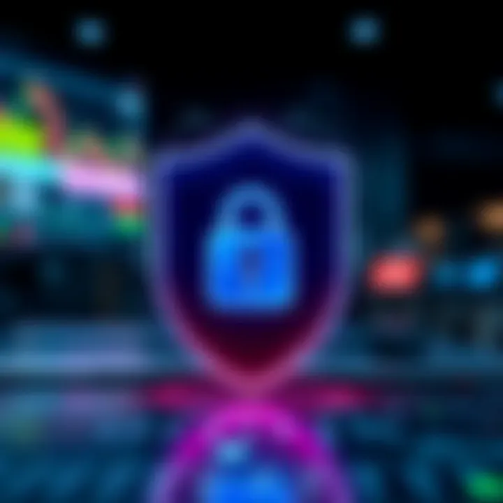 Secure digital shield icon representing cybersecurity in online financial transactions