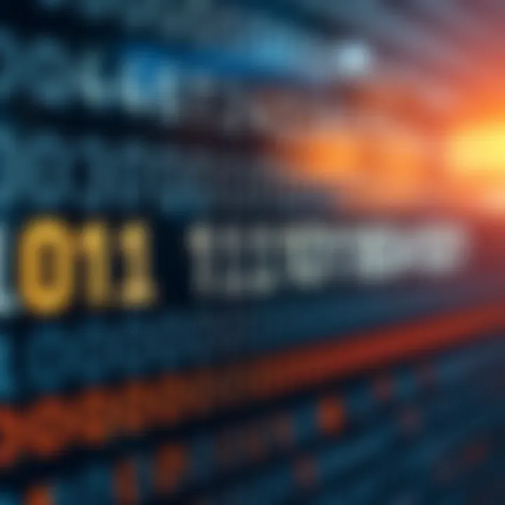 Illustration showing the conversion of alphabetic characters into binary digits using ASCII encoding