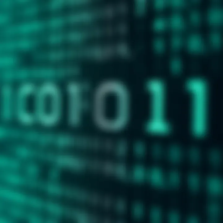 Decoding Binary Code into English Text Visual representation of binary code being decoded into readable English text
