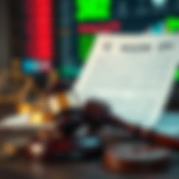 Regulatory Environment for Binary Trading Apps in India Illustration of legal documents and a gavel symbolizing regulations surrounding binary trading apps