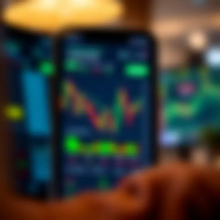 User interface of a popular trading app showing stock market charts and real-time data