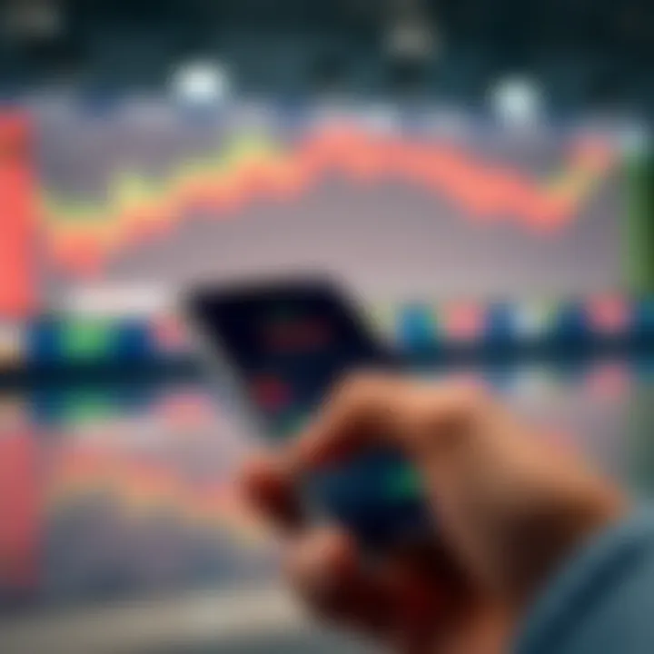 User interface showcasing features of a popular Indian trading app on a smartphone screen