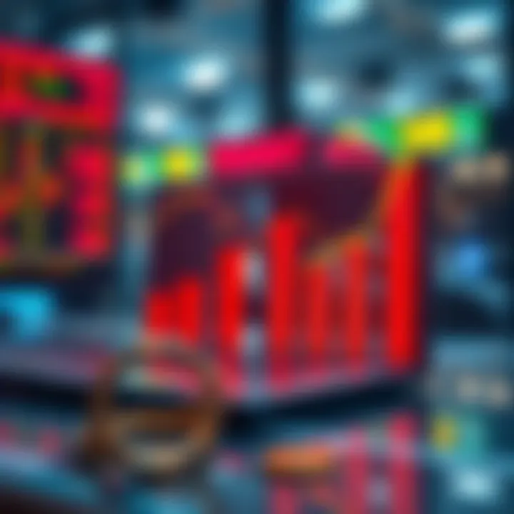 Graphical representation of stock market growth and investment opportunities on digital platforms