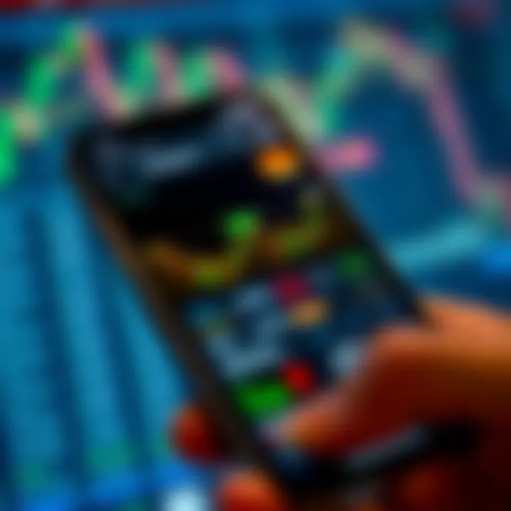 Forex Trading App Interface with Currency Charts Mobile screen displaying a forex trading app interface with currency charts and exchange rates