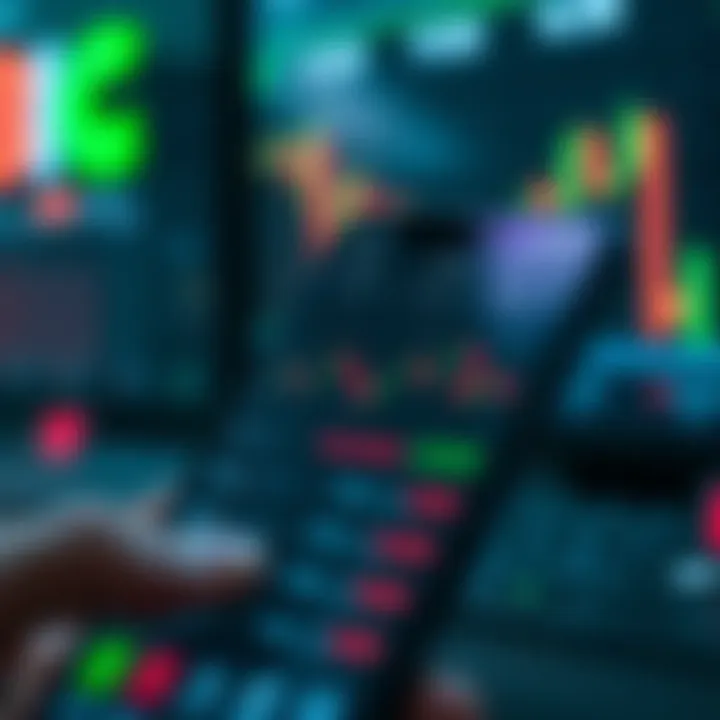 User interface displaying various trading options and real-time market data on a mobile device