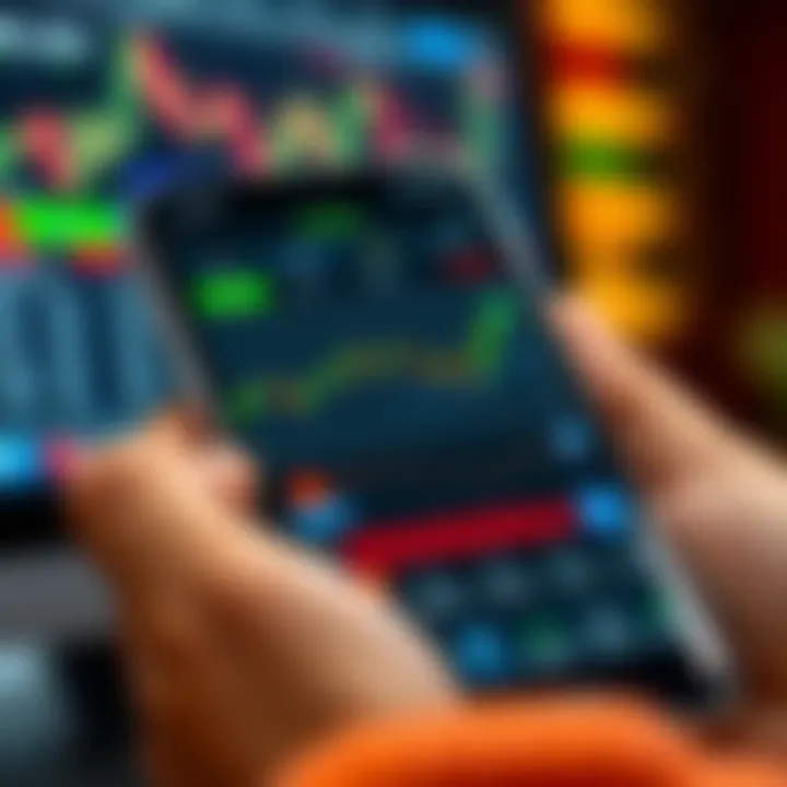 User interface showcasing stock charts and trading options on a mobile device