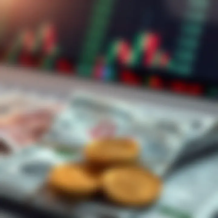 Conceptual graphic depicting risk and strategy elements in binary options trading with Indian currency symbols