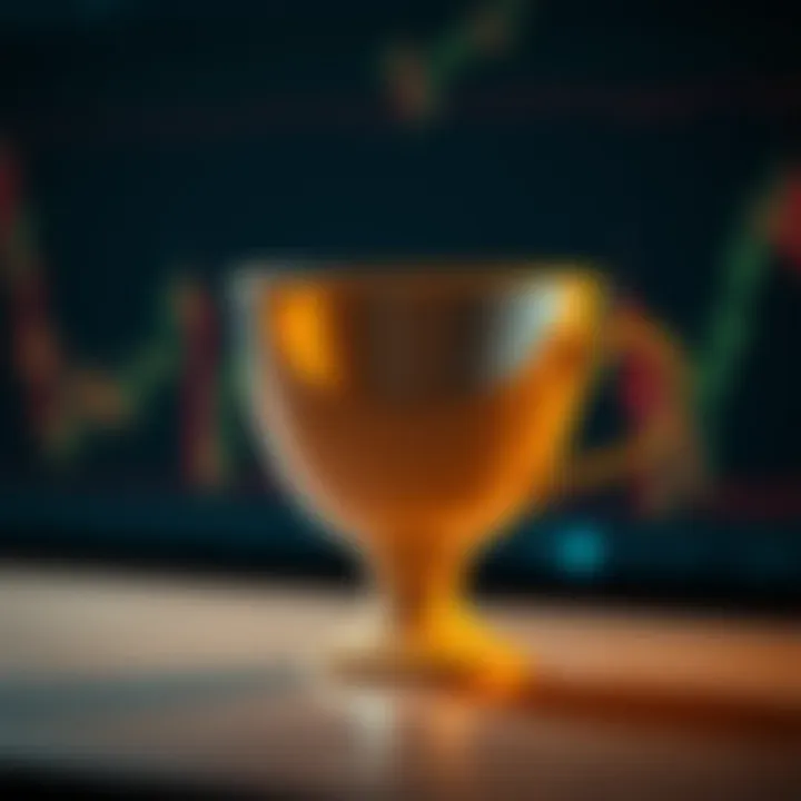 Bullish cup and handle chart pattern showing price consolidation and breakout potential