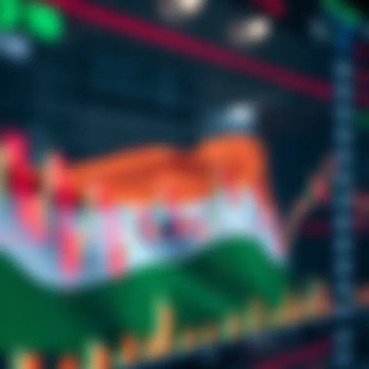Chart showing dynamic currency exchange rates with Indian flag in the background