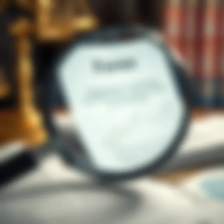 Illustration of legal documents and a magnifying glass symbolizing regulatory framework of forex trading in India