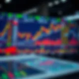 Visual representation of forex trading components including market trends, charts, and trading terms in Hindi context