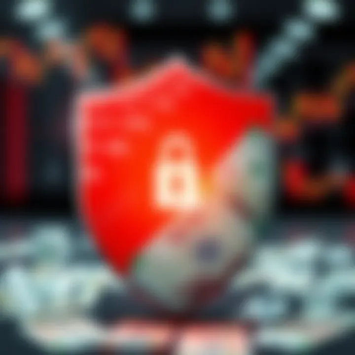 Illustration of a shield symbolizing security combined with Indian currency notes