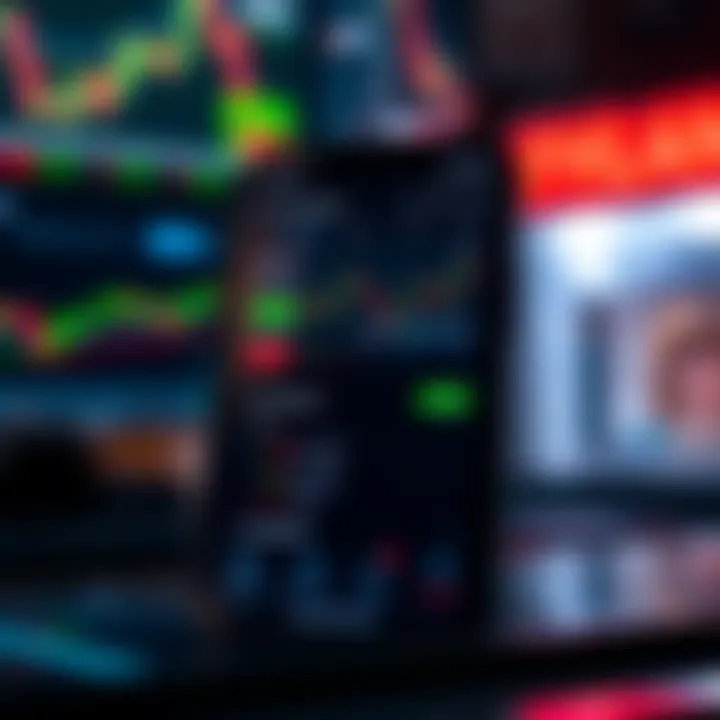 Mobile device displaying a financial trading app interface with charts and low deposit options