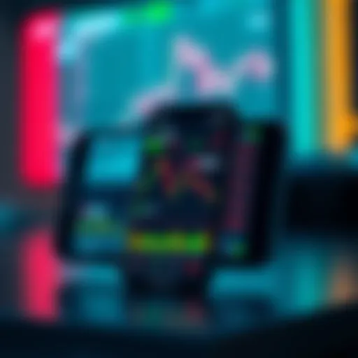 Key Features of Official Trading Apps Mobile device displaying trading app interface with stock charts and market indicators