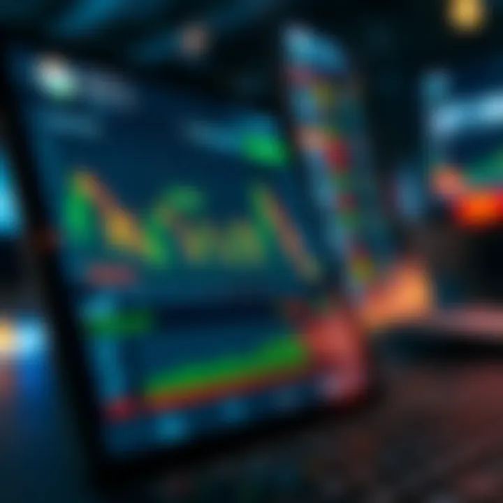 User interface of an online trading app showing market trends and stock performance