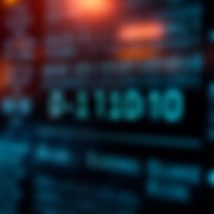 Illustration showing binary digits being converted into a decimal number on a digital interface