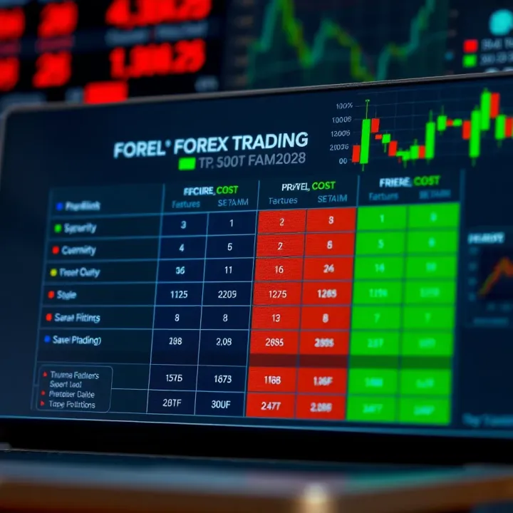 Comparison chart highlighting features like security, cost, and usability among leading forex platforms