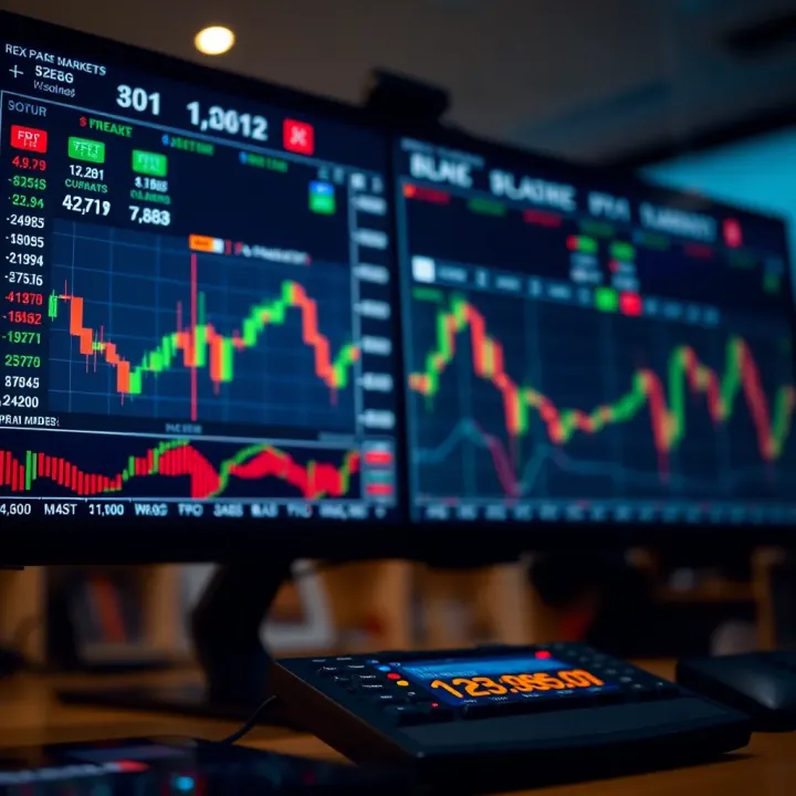 Interface of a forex trading platform showing currency pairs and live market charts