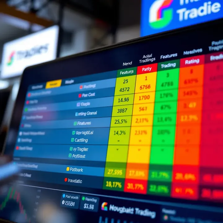 Comparison chart showcasing features and ratings of popular trading platforms in India
