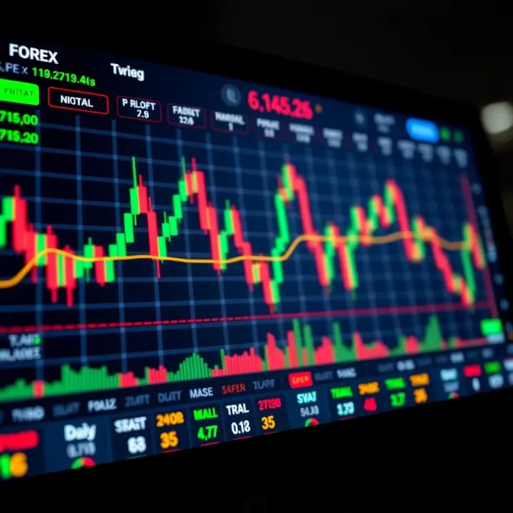 Forex trading interface showing candlestick charts and currency pairs for Indian market analysis