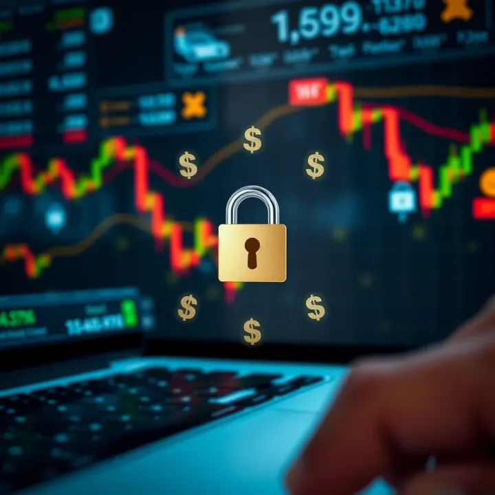 Illustration showing secure online transactions with lock icons and currency symbols