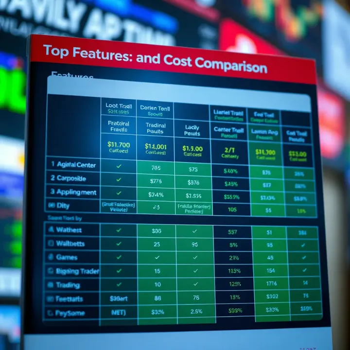 Comparison chart showing features and costs of popular trading applications in India
