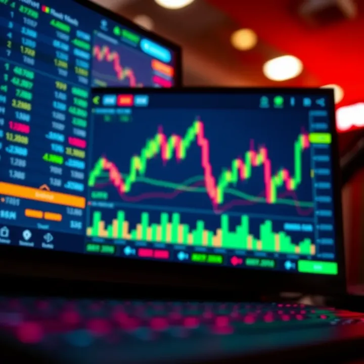 User interface of a top trading application displaying stock charts and market data