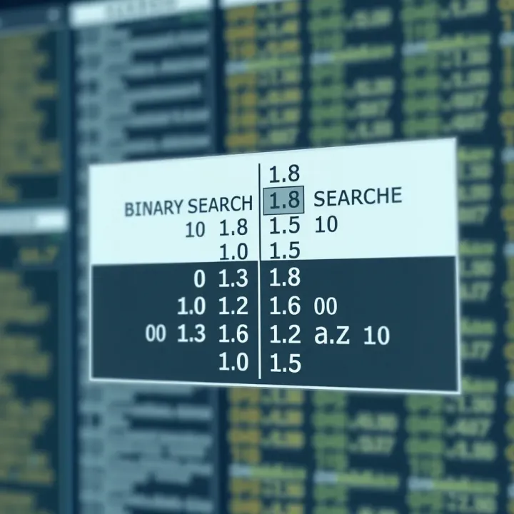 Graphic showing the division of a sorted list for efficient item searching
