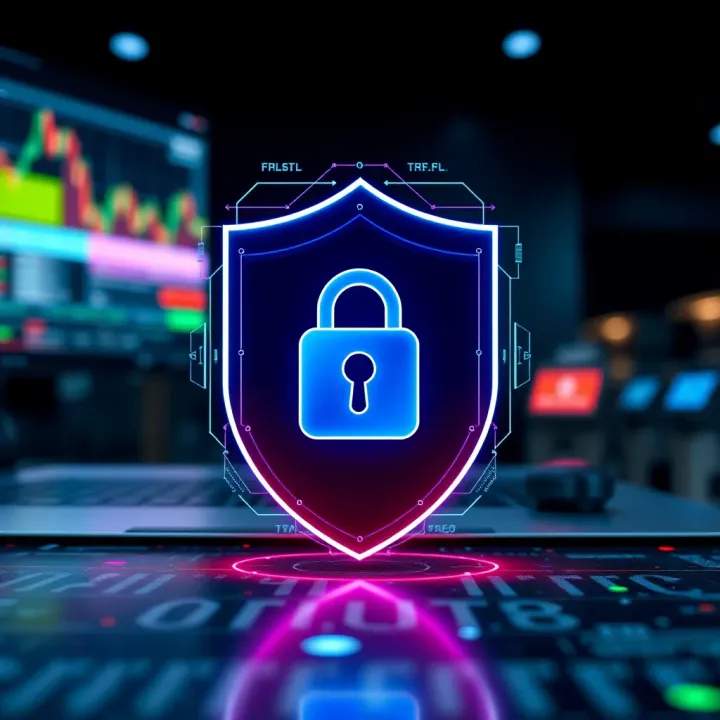 Secure digital shield icon representing cybersecurity in online financial transactions