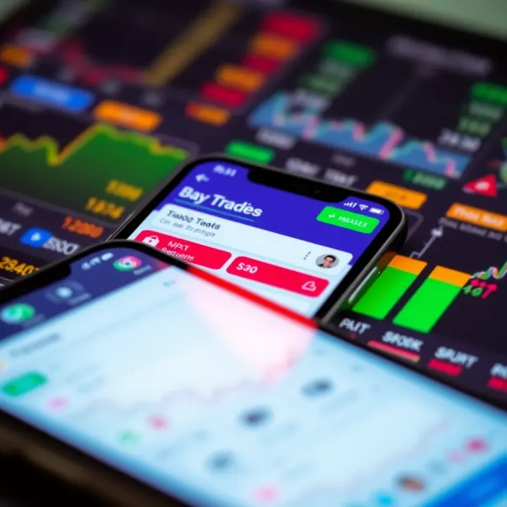 User interface showcasing a variety of trading options and market data on a smartphone screen