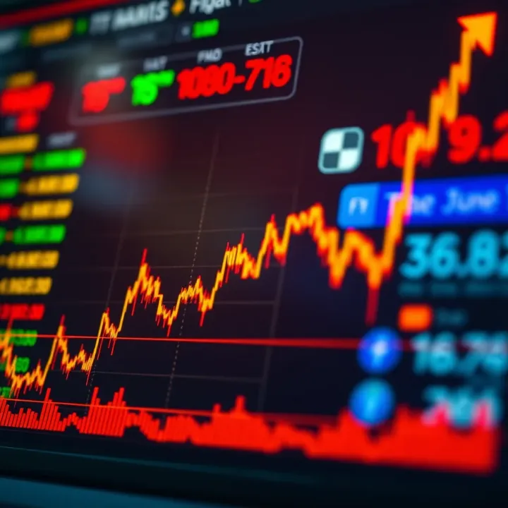 Graph showing currency exchange rate trends with upward movement