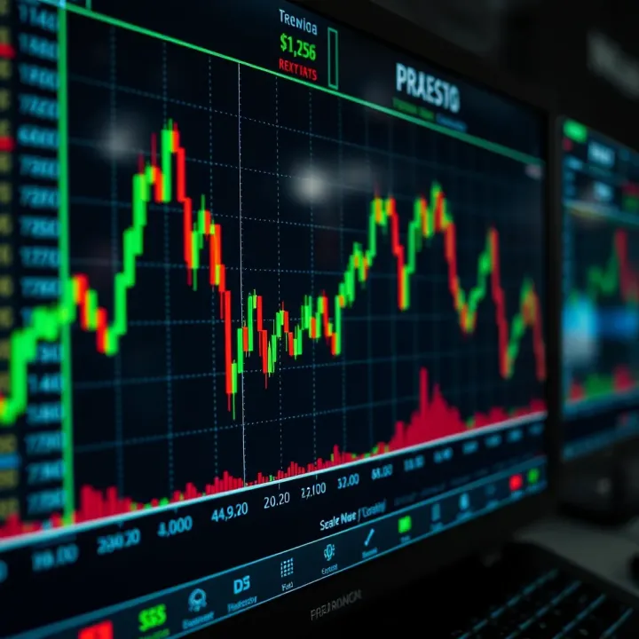 Graph showing currency exchange rates fluctuating on a digital trading platform