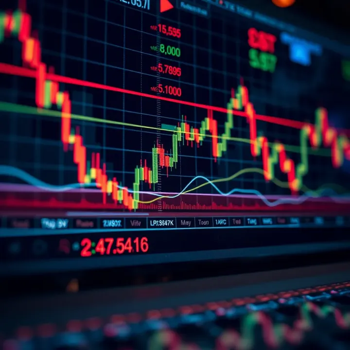 Chart displaying forex currency pairs with technical indicators and trend lines for market analysis