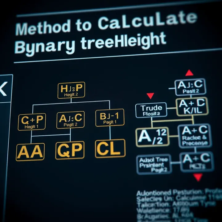 Flowchart showing various methods to calculate the height of a binary tree including recursive and iterative techniques