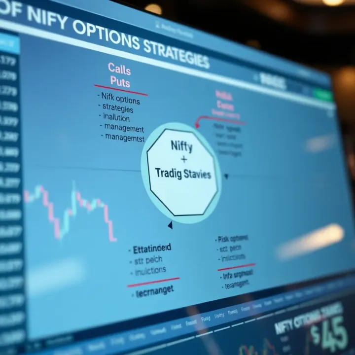 Diagram illustrating different Nifty options strategies including calls, puts, and risk management techniques