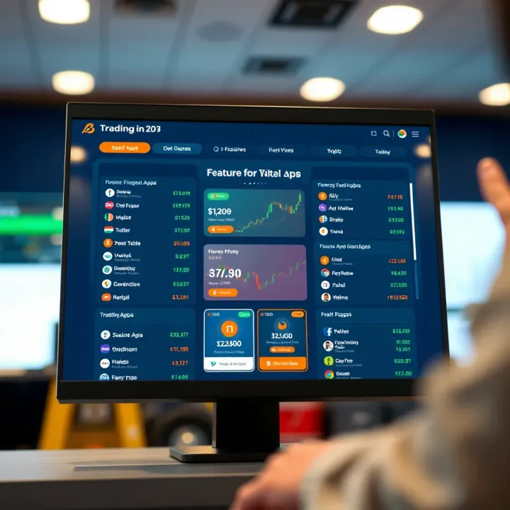 Comparison of various trading app features displayed on a digital screen
