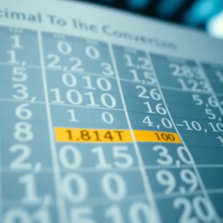 Decimal to Binary Conversion Chart Chart showing conversion from base ten to base two including division and remainder