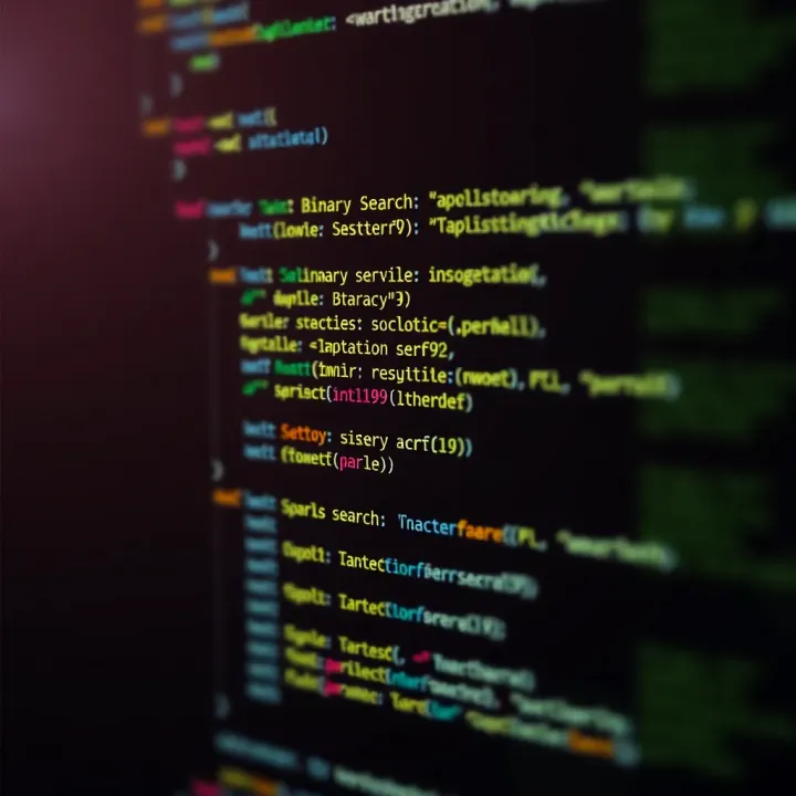 Code snippet demonstrating binary search implementation in C programming language with clear variable declarations and control flow
